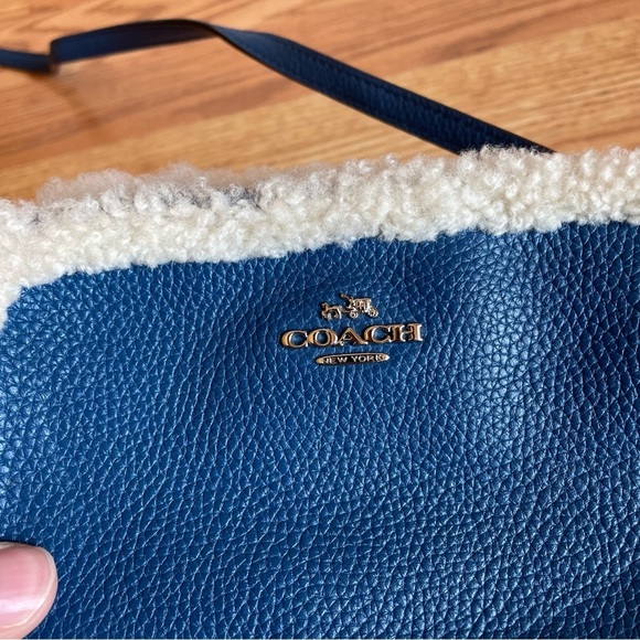 COACH- Slate Leather And Shearling Crossbody Bag 64706 EUC - Picture 10 of 11